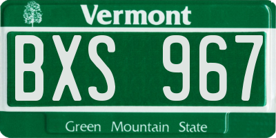 VT license plate BXS967