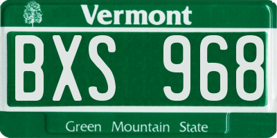 VT license plate BXS968