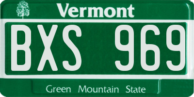 VT license plate BXS969