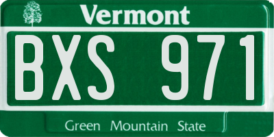VT license plate BXS971