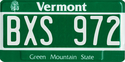 VT license plate BXS972