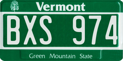 VT license plate BXS974