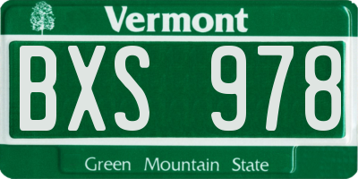 VT license plate BXS978