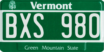 VT license plate BXS980