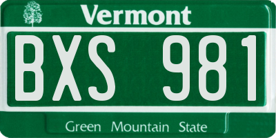 VT license plate BXS981