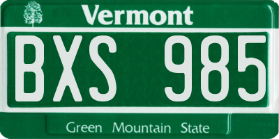 VT license plate BXS985