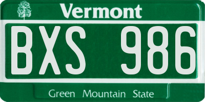 VT license plate BXS986