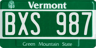 VT license plate BXS987