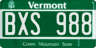 VT license plate BXS988