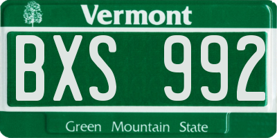VT license plate BXS992