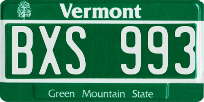VT license plate BXS993
