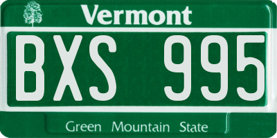 VT license plate BXS995