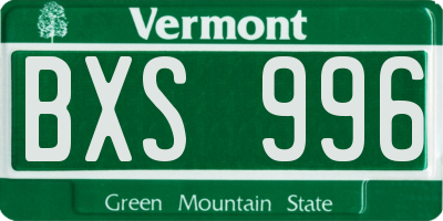 VT license plate BXS996