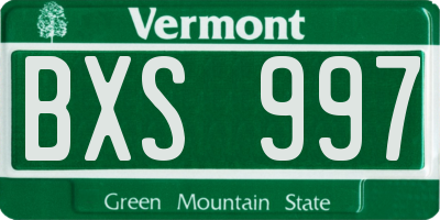 VT license plate BXS997