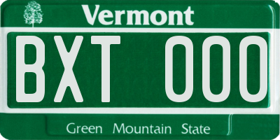 VT license plate BXT000