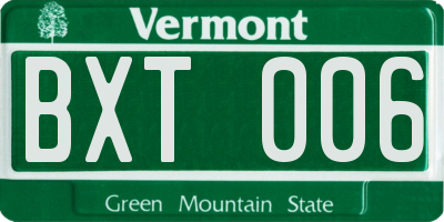 VT license plate BXT006