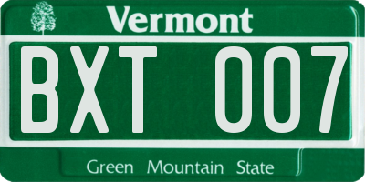 VT license plate BXT007