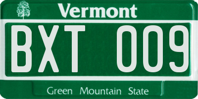 VT license plate BXT009
