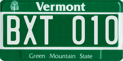 VT license plate BXT010