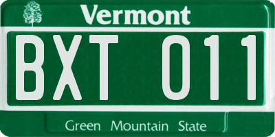 VT license plate BXT011