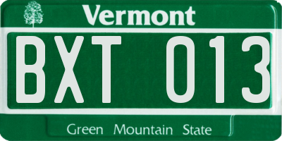 VT license plate BXT013