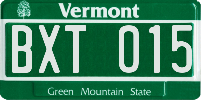 VT license plate BXT015