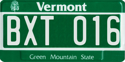 VT license plate BXT016