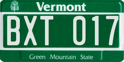 VT license plate BXT017