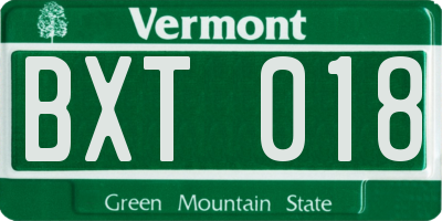 VT license plate BXT018