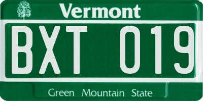 VT license plate BXT019
