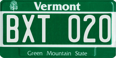 VT license plate BXT020