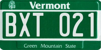 VT license plate BXT021