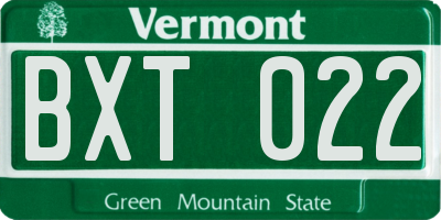 VT license plate BXT022