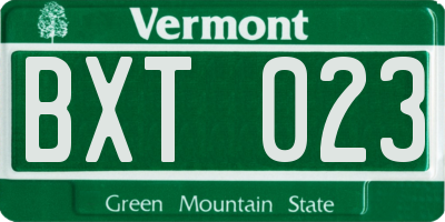VT license plate BXT023
