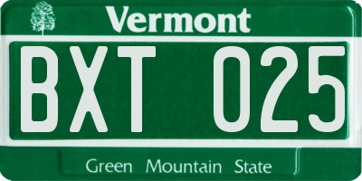 VT license plate BXT025