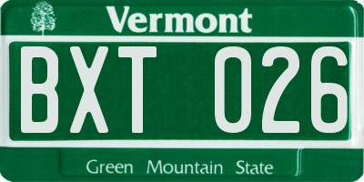 VT license plate BXT026