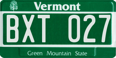 VT license plate BXT027