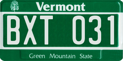 VT license plate BXT031