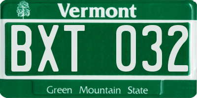 VT license plate BXT032