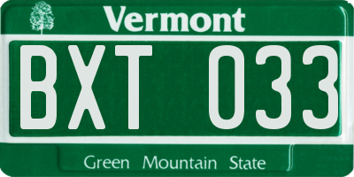 VT license plate BXT033