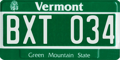 VT license plate BXT034