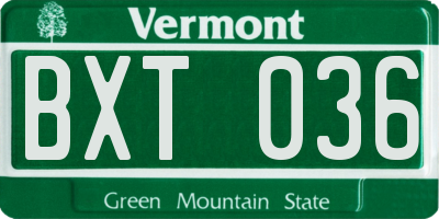 VT license plate BXT036