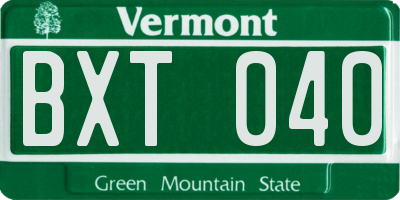 VT license plate BXT040