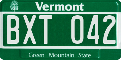 VT license plate BXT042