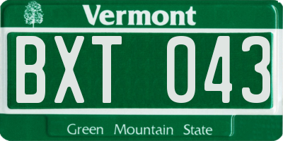 VT license plate BXT043