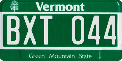VT license plate BXT044