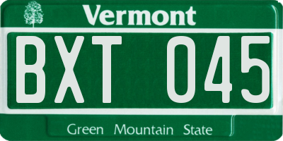VT license plate BXT045