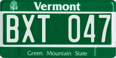 VT license plate BXT047