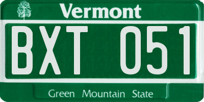 VT license plate BXT051