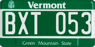 VT license plate BXT053